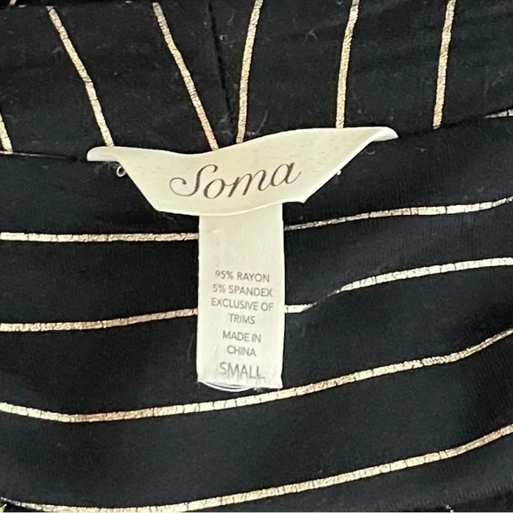 Soma | French Terry Zipper Jacket Gold Glitz Stripe Black EUC - Picture 8 of 9